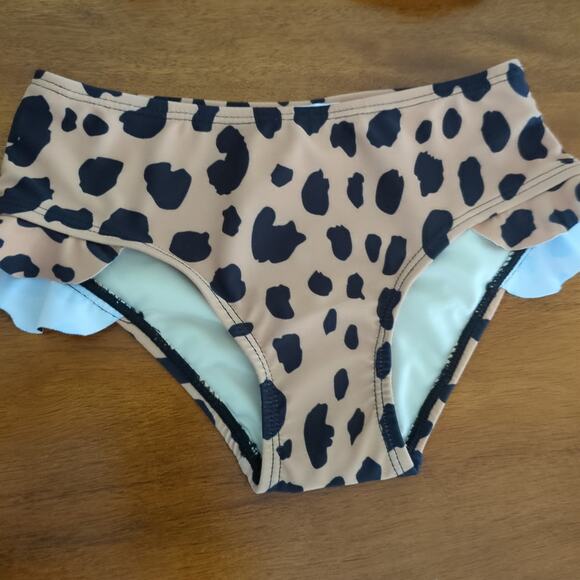 Marina West girl's two piece leopard print one shoulder ruffle top swim set 4-5 - Picture 2 of 7